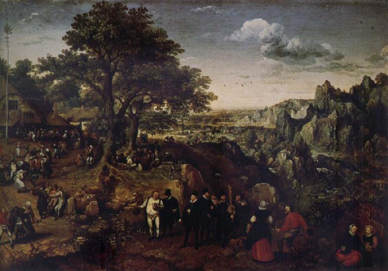 Lucas van Valckenborch Landscape with Village Festival